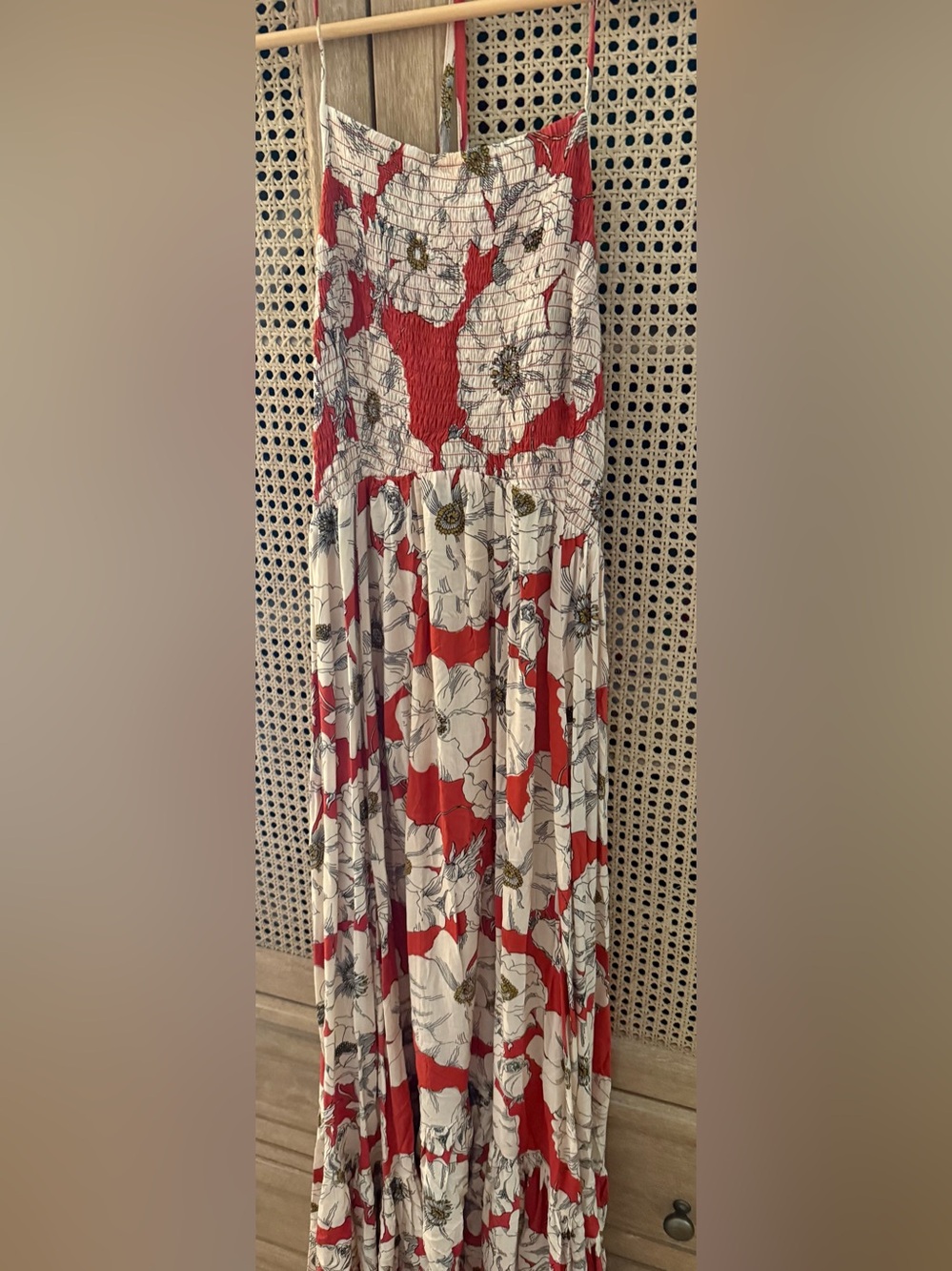 Free People Red and White Floral Maxi Dress - Summer Dress- size small